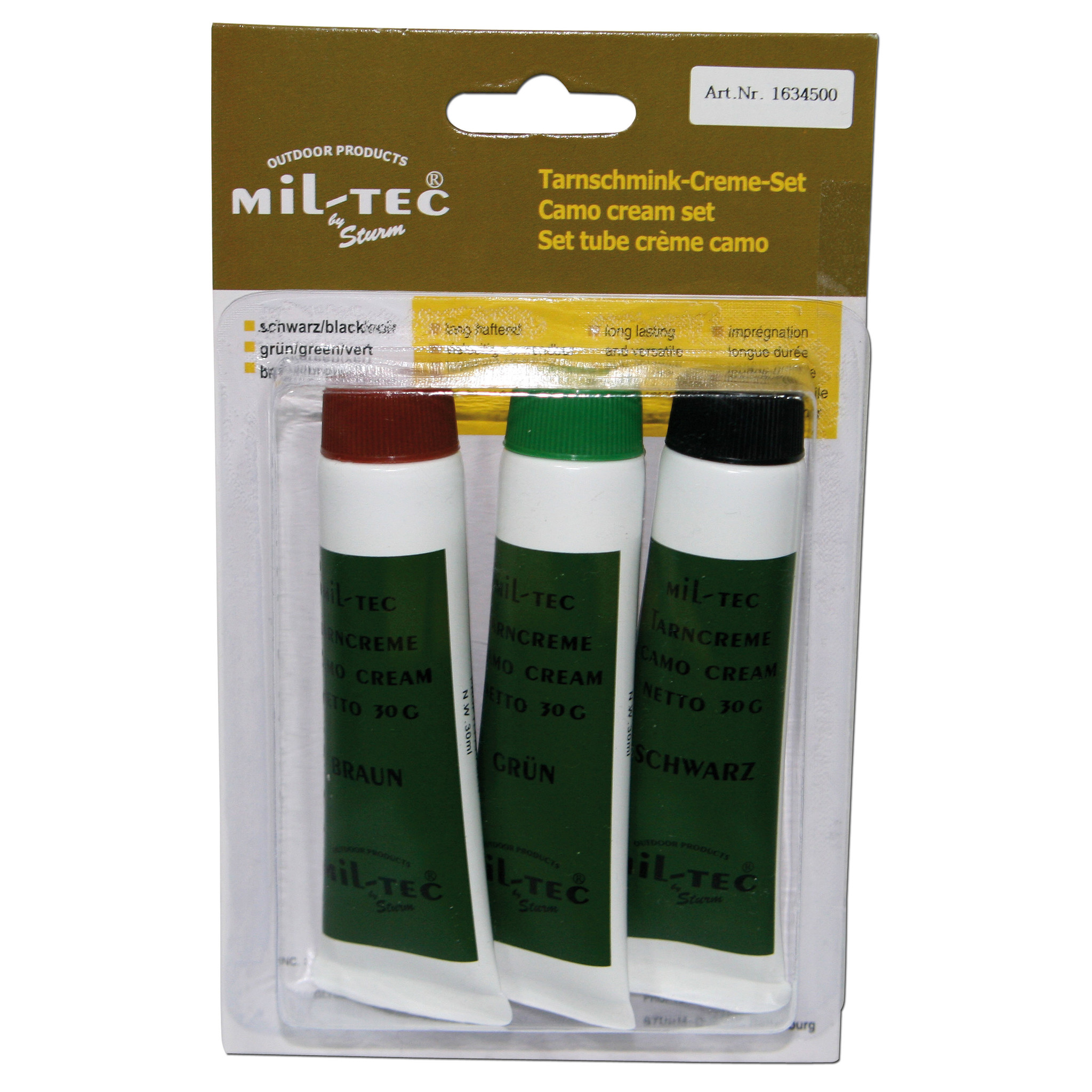 Mil-Tec Juego de pintura facial Camo - verde, marrón, negro
