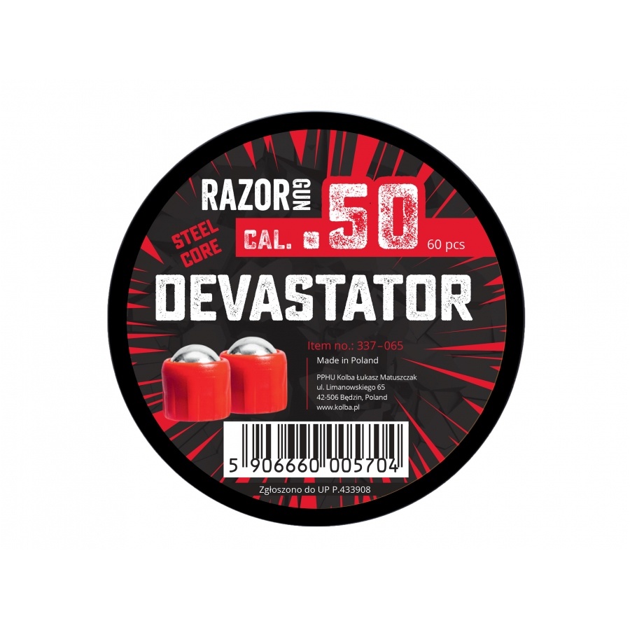RazorGun Billes d'acier cal. 50 Dévastateurs à noyau d'acier pour TR50 - 60 pièces