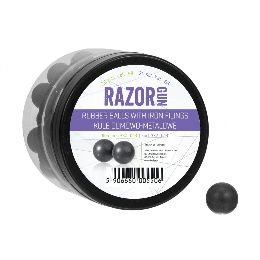 RazorGun Rubber balls with iron filling cal .68 for HDS68 / PS-300 - 20 pieces