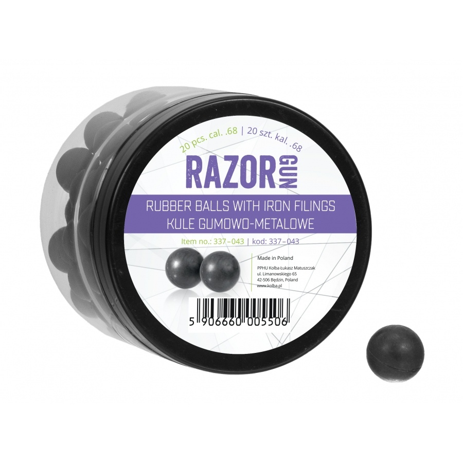 RazorGun Sfere in gomma con riempimento in ferro cal .68 per HDS68 / PS-300 - 20 pezzi