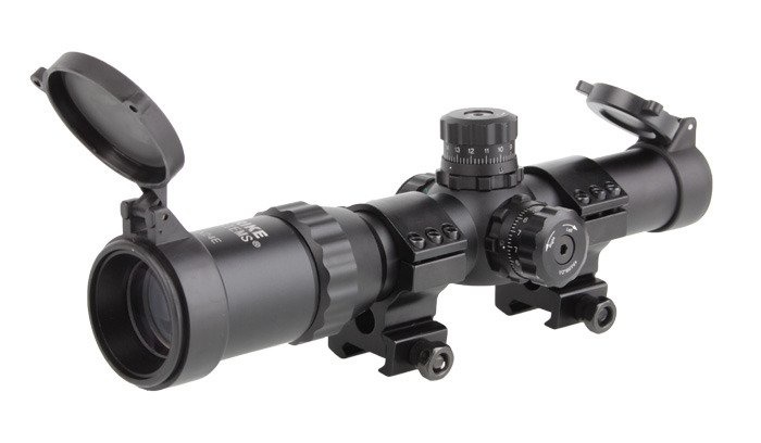 ASG Retículo iluminado Mil-Dot riflescópio 1-4x24 - BK