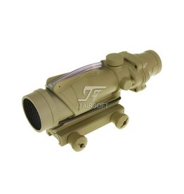 JJ Airsoft 4x32 ACOG Zielfernrohr Rotfaser beleuchtet- TAN