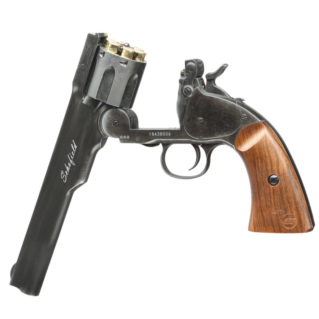 ASG Revólver Schofield 1877 Co2 de 6 pulgadas 4.5 mm (.177) diábolo 4.0 julios