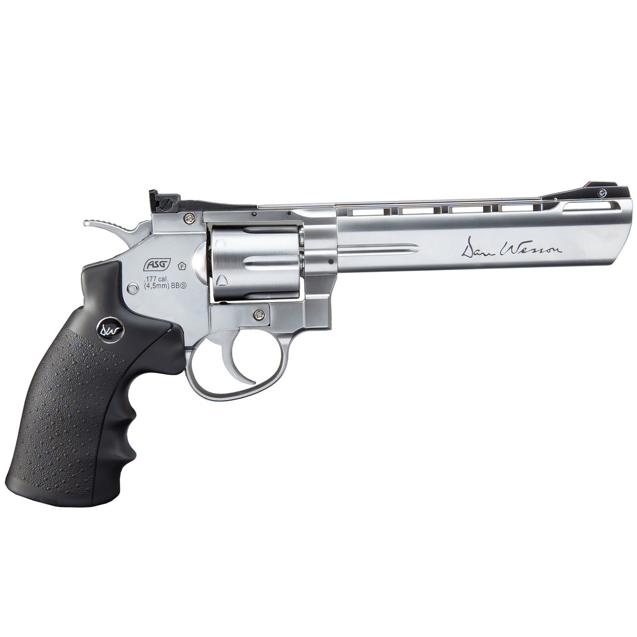 ASG Revólver de CO2 Dan Wesson de 6 pulgadas 4.5 mm (.177) Diabolo 3.0 Joule - Plateado