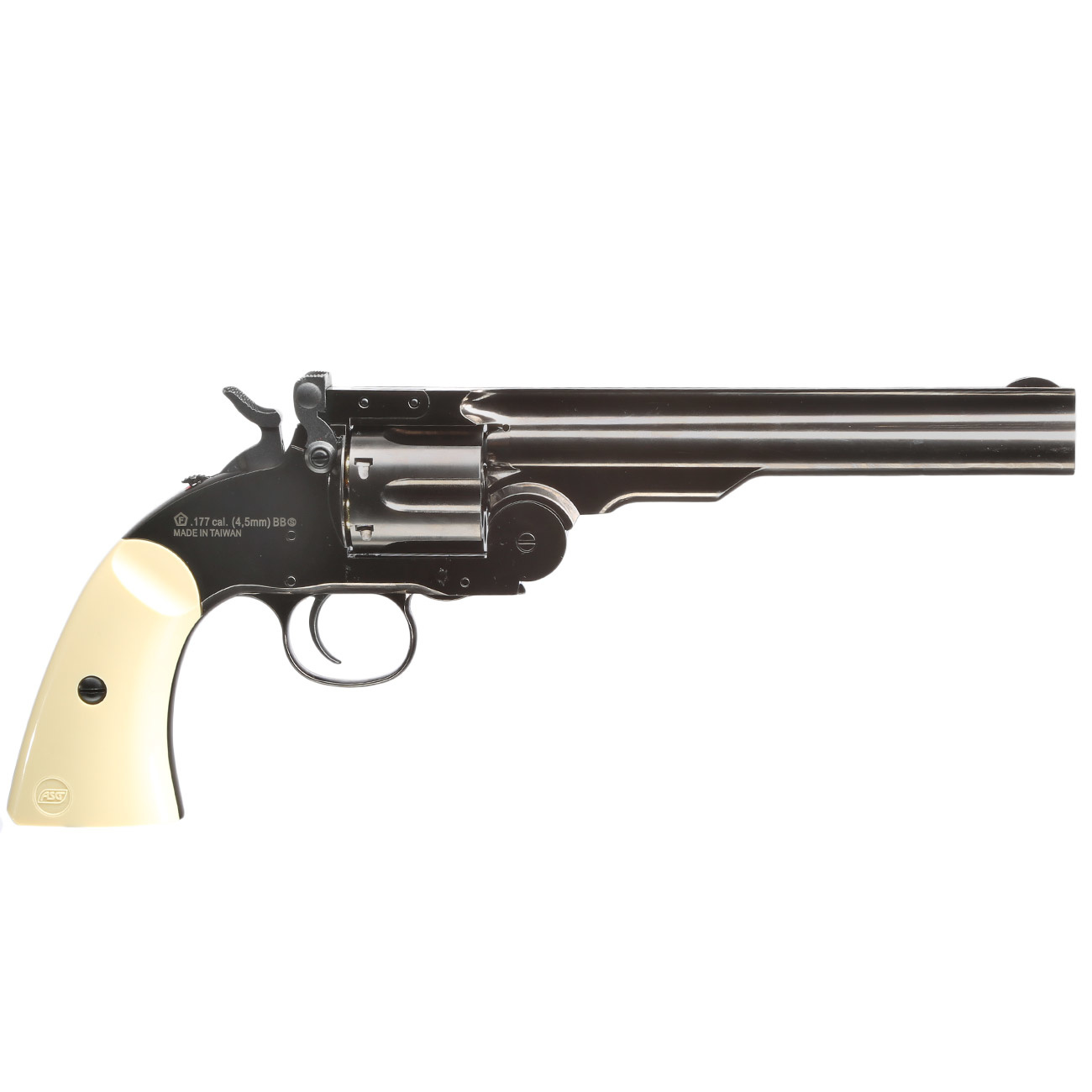 ASG Revólver Schofield 1877 Co2 de 6 pulgadas calibre 4.5 mm (.177) BB 2.9 Joule - GR