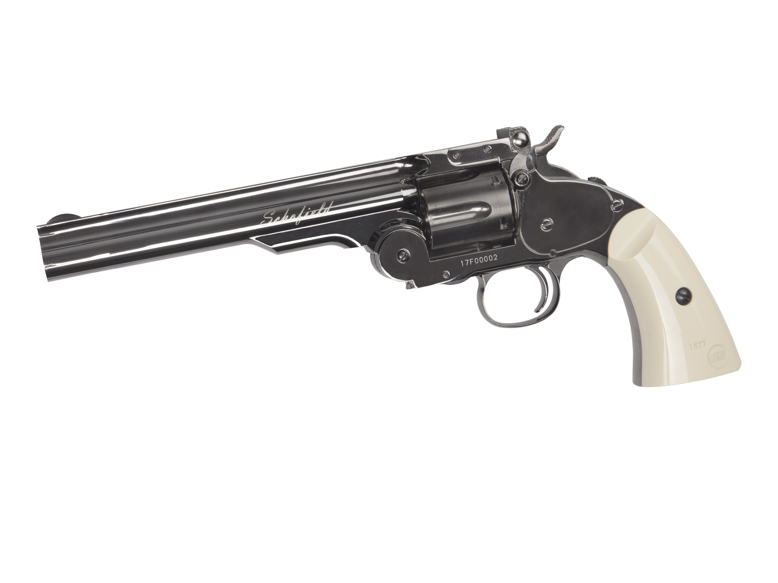 ASG Revolver 6 pouces Schofield 1877 Co2 calibre 4.5mm (.177) BB 2.9 Joule - GR