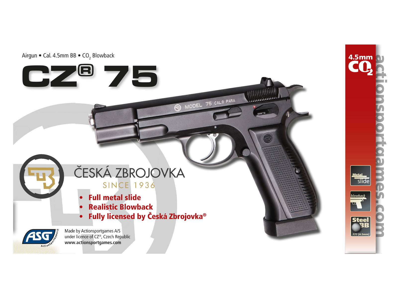 ASG CZ 75 SP-01 Shadow 4.5mm Co2 1.6 Joule - BK