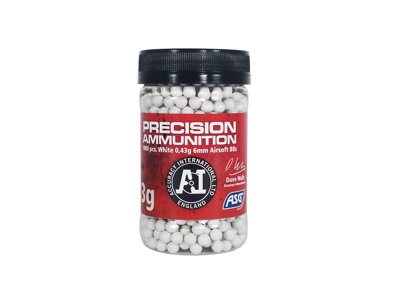 ASG Accuracy Int. Precision Ammunition 0.43g BB 1000 pcs - White