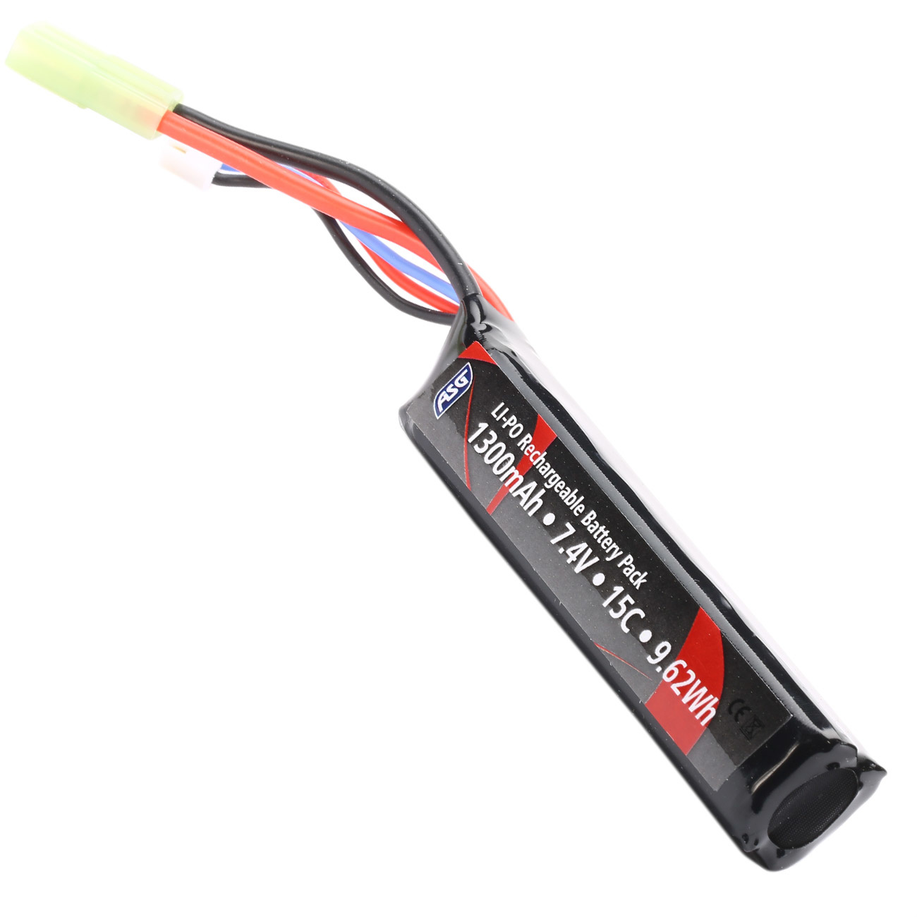 ASG Li-Po Battery 7.4V 1300mAh 15C Stock-Tube-Type - Tamiya Plug