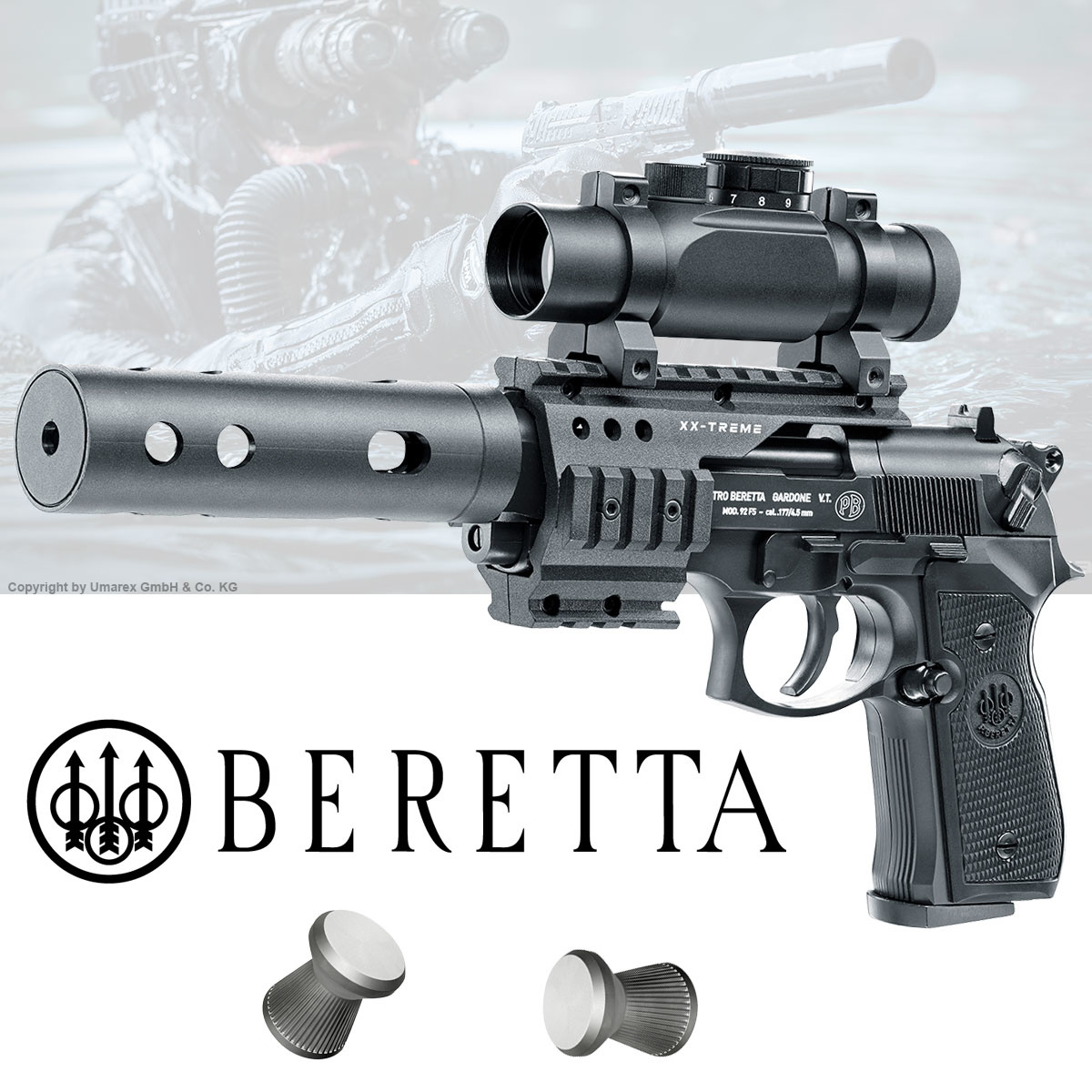 Beretta MOD. 92 FS XX-TREME 4,5 mm (0,177) Diabolo 4,0 Joule - BK