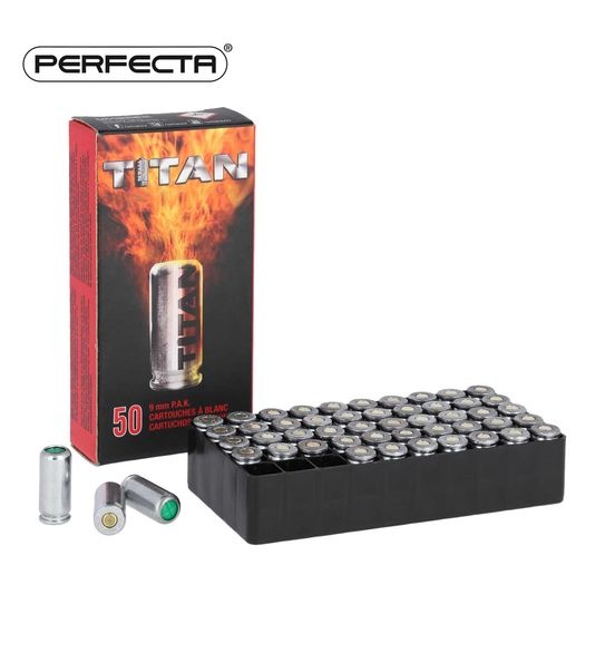 Perfecta Titanium blank cartridges 9mm PAK - 50 pieces