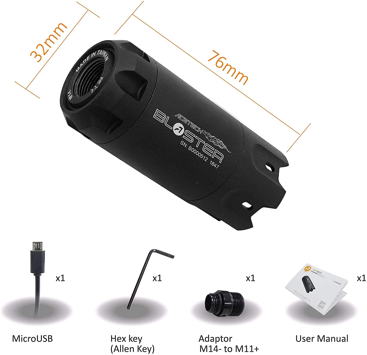 AceTech Silenciador blaster tracer com modo de chama
