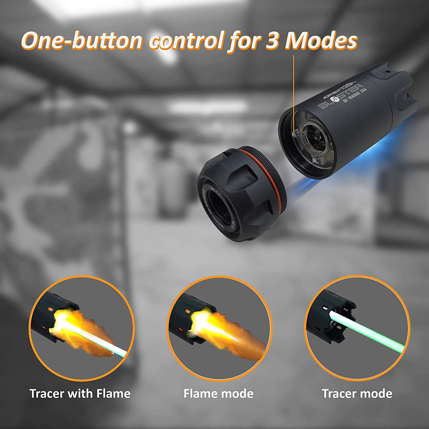AceTech Blaster Leuchtspur Schalldämpfer mit Flammen Modus