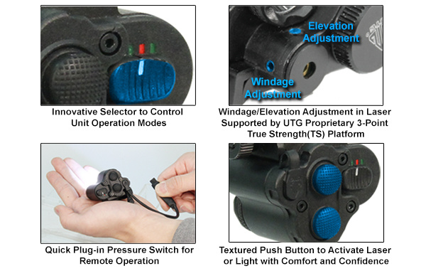 UTG Combo laser rosso tattico 2-in-1 sub-compatto - BK