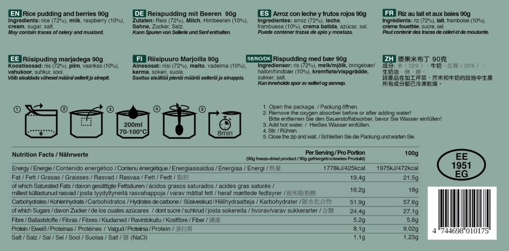 Tactical Foodpack Reispudding mit Beeren - 90g