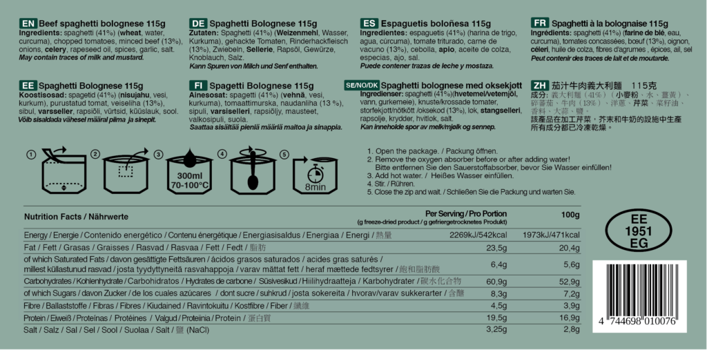 Tactical Foodpack Spaghetti Di Manzo Alla Bolognese - 115g