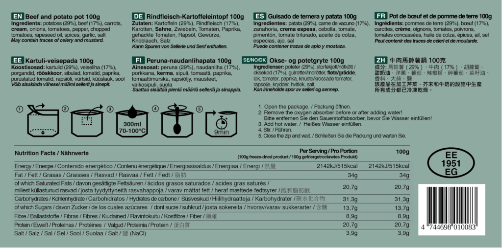 Tactical Foodpack Garnek Wołowo-Ziemniaczany - 100g