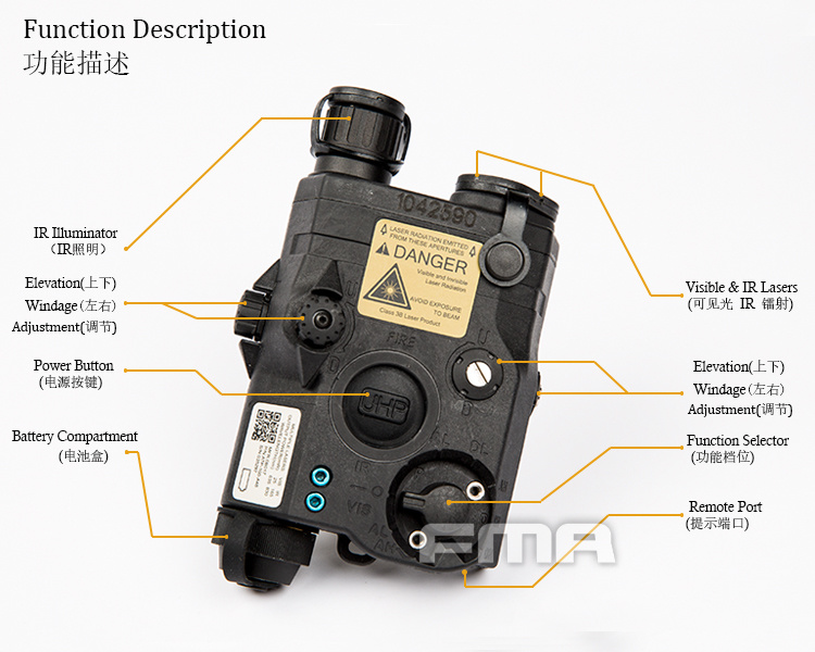 FMA PEQ LA5-C upgrade version light / IR laser module - TAN