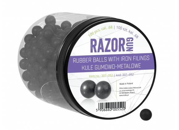 RazorGun Bolas de borracha com enchimento de ferro Cal .68 para HDX/HDS/PS-300 - 100 peças