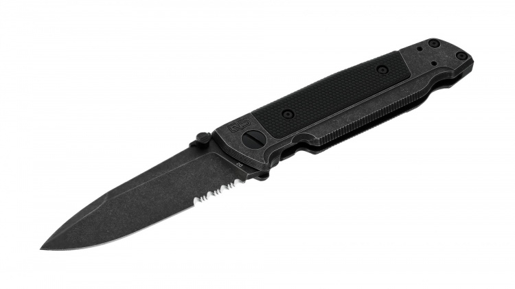 Walther Q5 folding knife Steel Frame Folder Blackwash Serrated