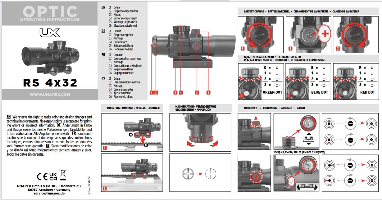 Umarex RS 4 x 32 TC-CI Dot Sight - rot / grün / blau