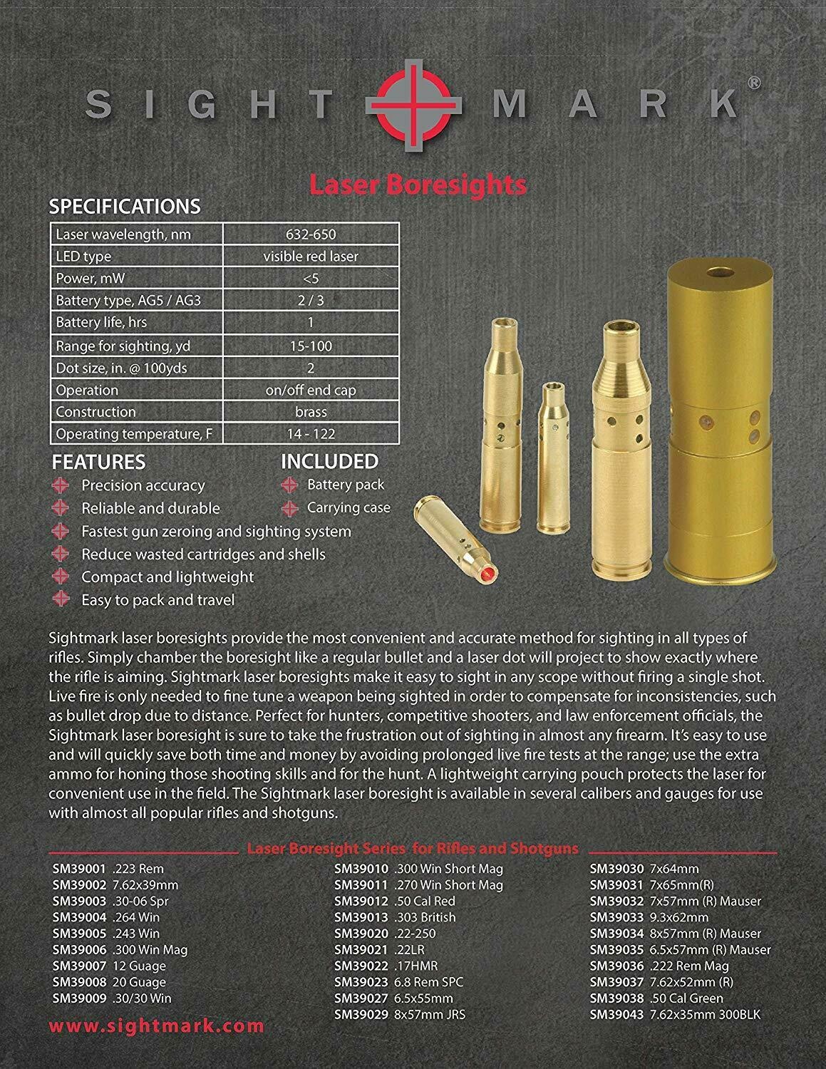 Sightmark Calibre de cartucho de laser Boresight 7,62x39 - AK47/AK74