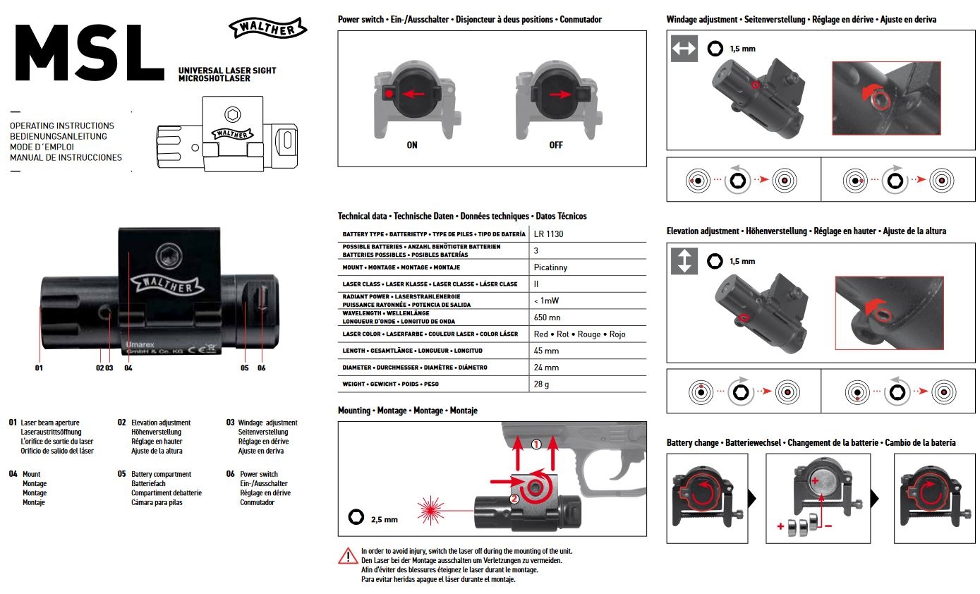 Umarex NL 3 Nano Laser com montagem de pistola Weaver de 22 mm - BK