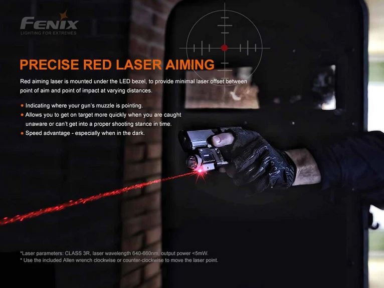 Fenix Lampe d'arme tactique GL22 avec laser rouge et strop