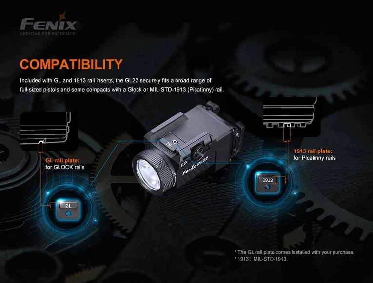 Fenix GL22 taktisches Waffenlicht mit rotem Laser und Strope