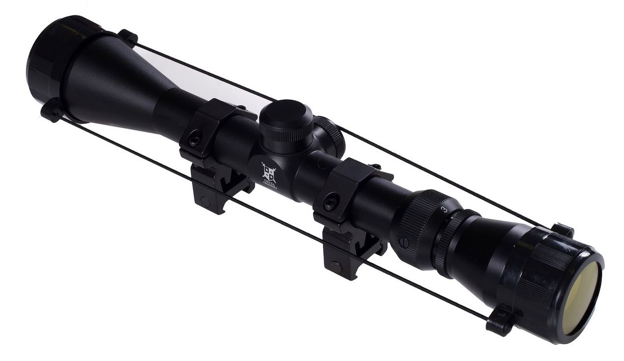 Delta Armory luneta 3-9x40 com anéis de montagem - BK