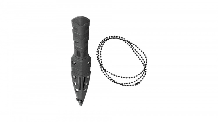 Elite Force EF718 - Cuchillo de cuello con funda de polímero y cadena de bolas negra