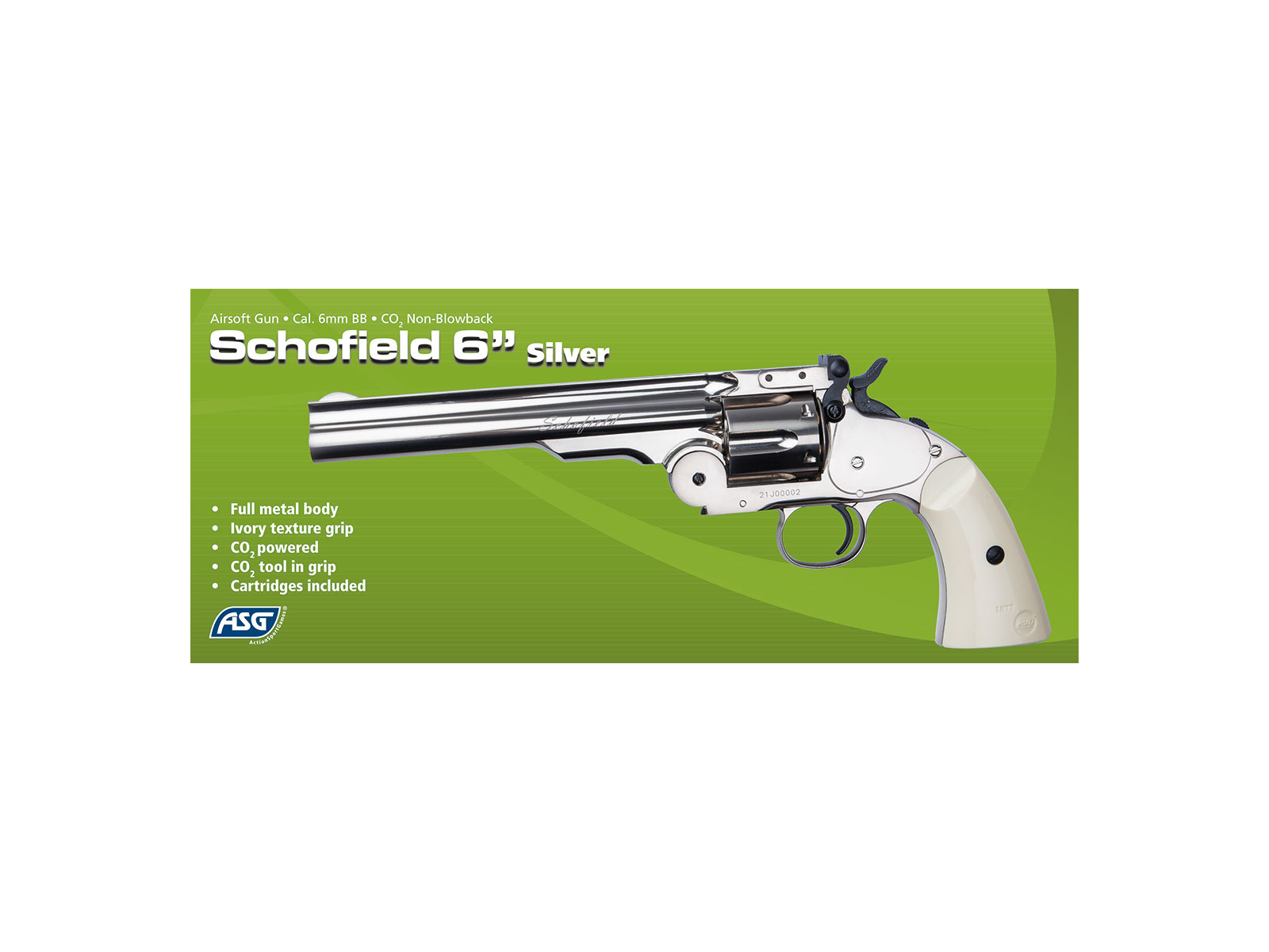 ASG 6 Zoll Schofield Co2 Revolver 2,0 Joule - Silber