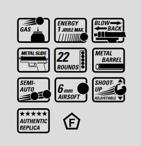 Glock 17 Gen 5 GBB wydanie francuskie – 1,0 dżula – TAN