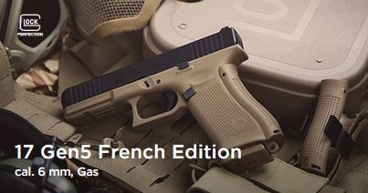 GLOCK G17 Gen 5 GBB Edição Francesa – 1.0 Joule – TAN