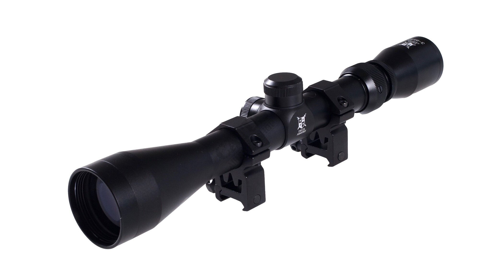 Delta Armory Mira telescópica 3-9x40 com anéis de montagem de 22 mm - BK