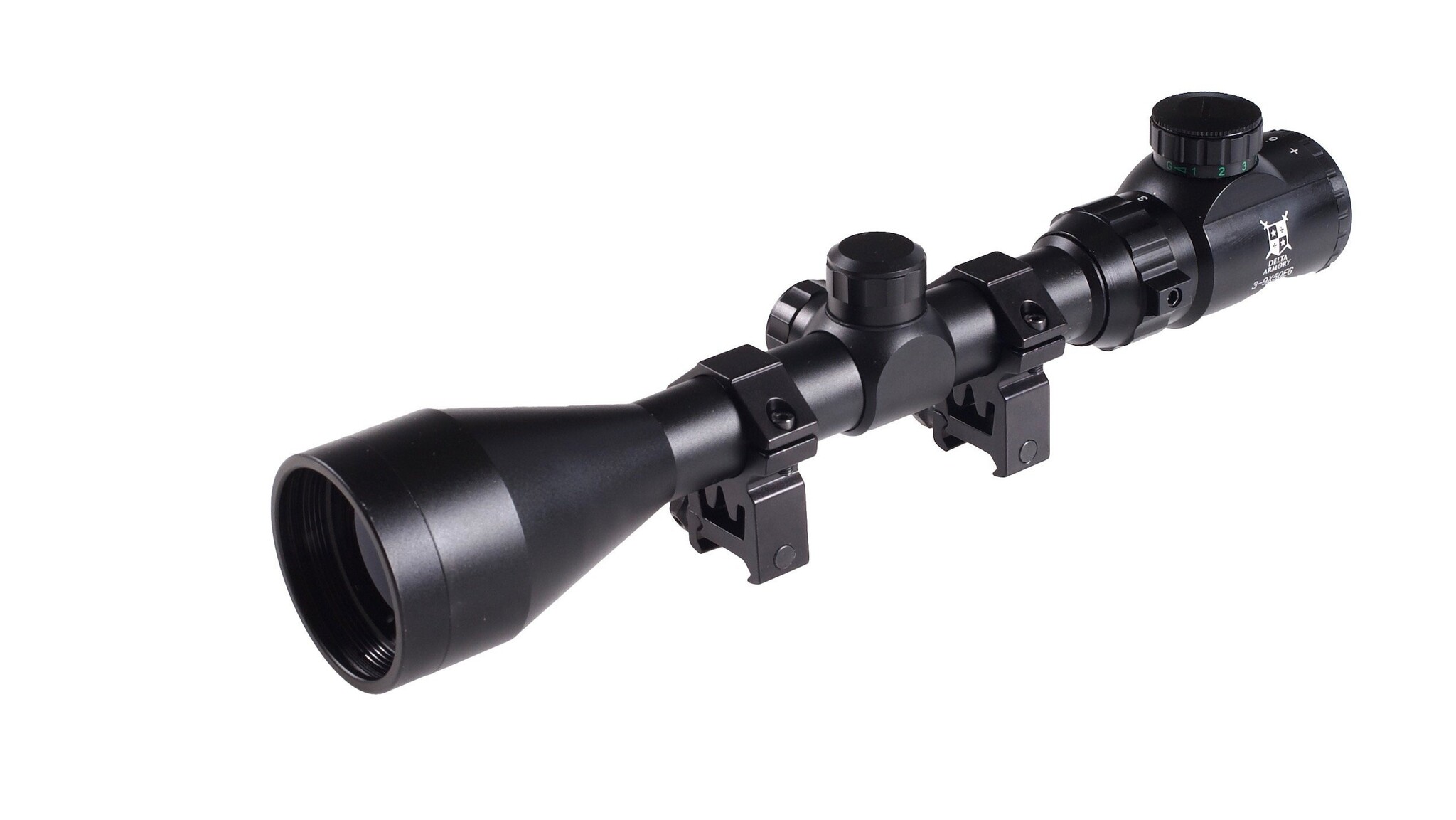 Delta Armory 3-9x50EG Reticle Rifle Scope with 22mm Mounting Rings - BK