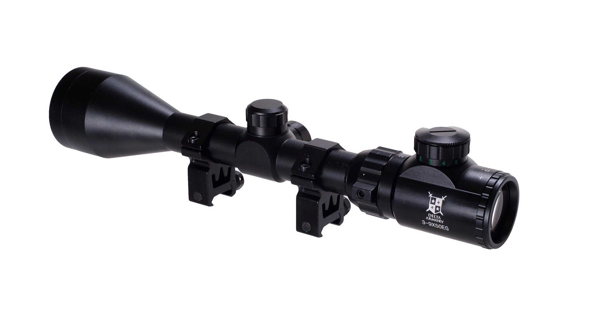 Delta Armory 3-9x50EG Reticle Rifle Scope with 22mm Mounting Rings - BK