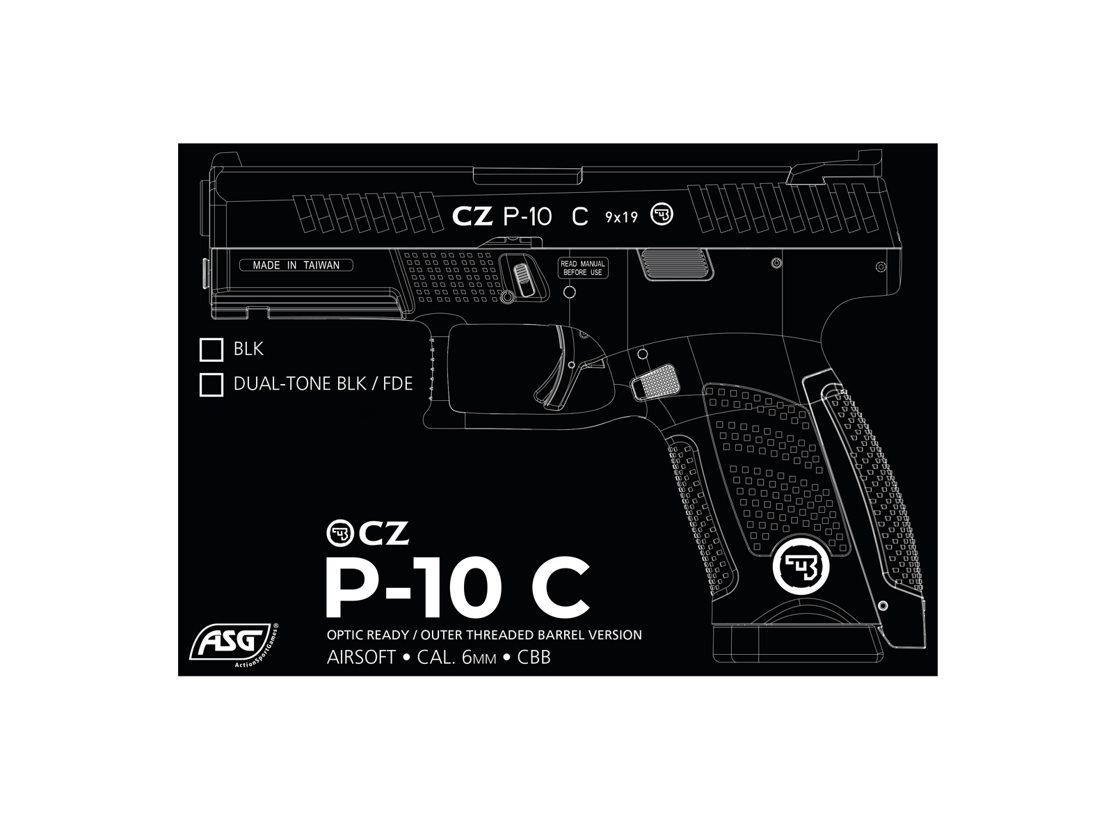 ASG CZ P-10C OR-OT Co2 GBB 1,0 Joule - Double tonalité