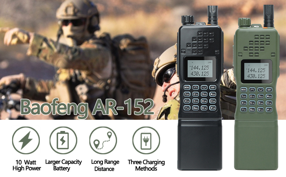 Baofeng Rádio militar de longo alcance AR-152 de banda dupla