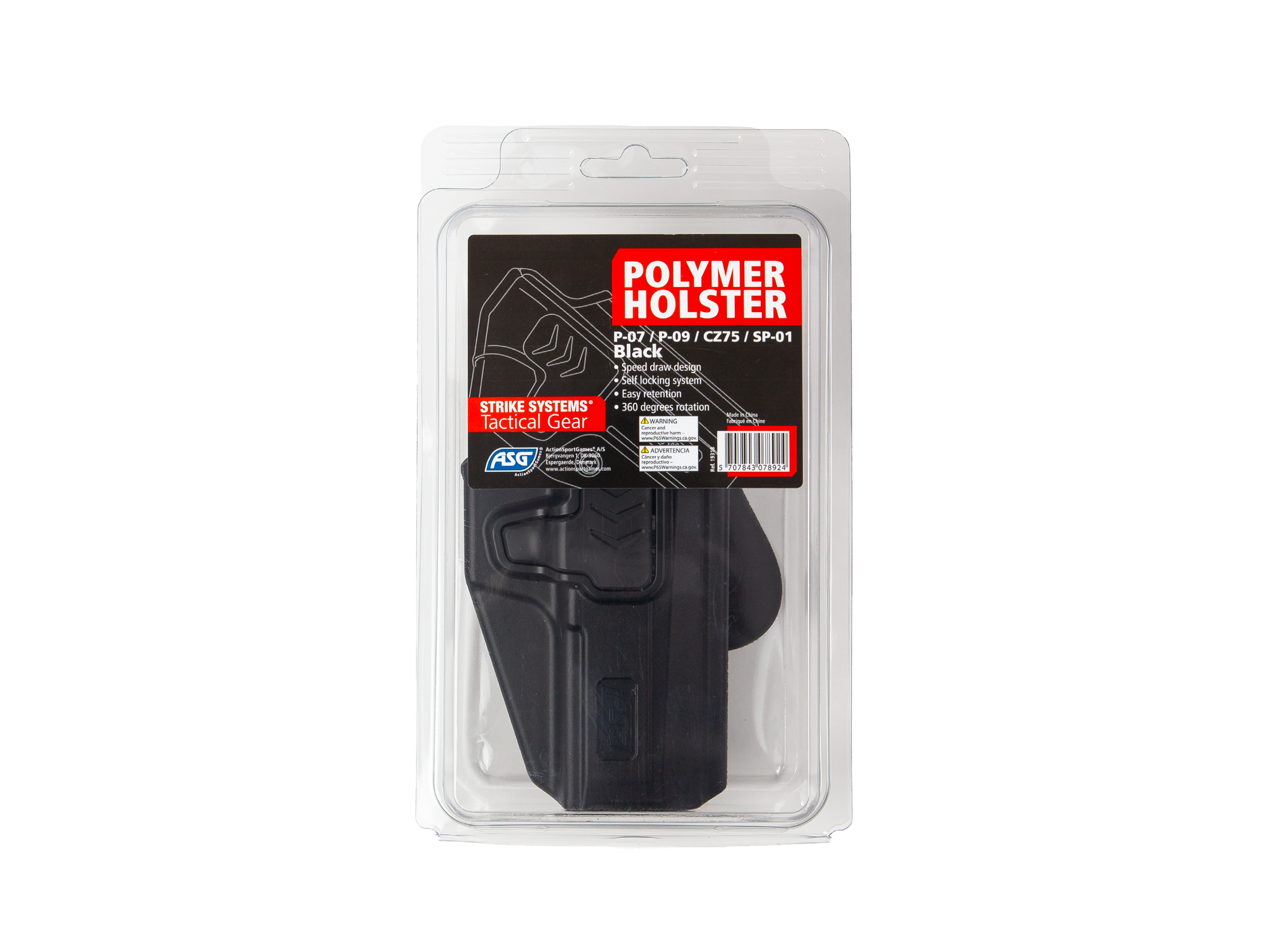 ASG Paddle Holster CZ P-07, P-09, P-09 OR, CZ75 and SP-01 Shadow- BK