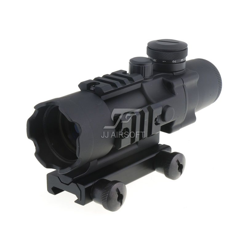 JJ Airsoft 4x32 rifle scope Mil-Dot illuminated with 3 rails