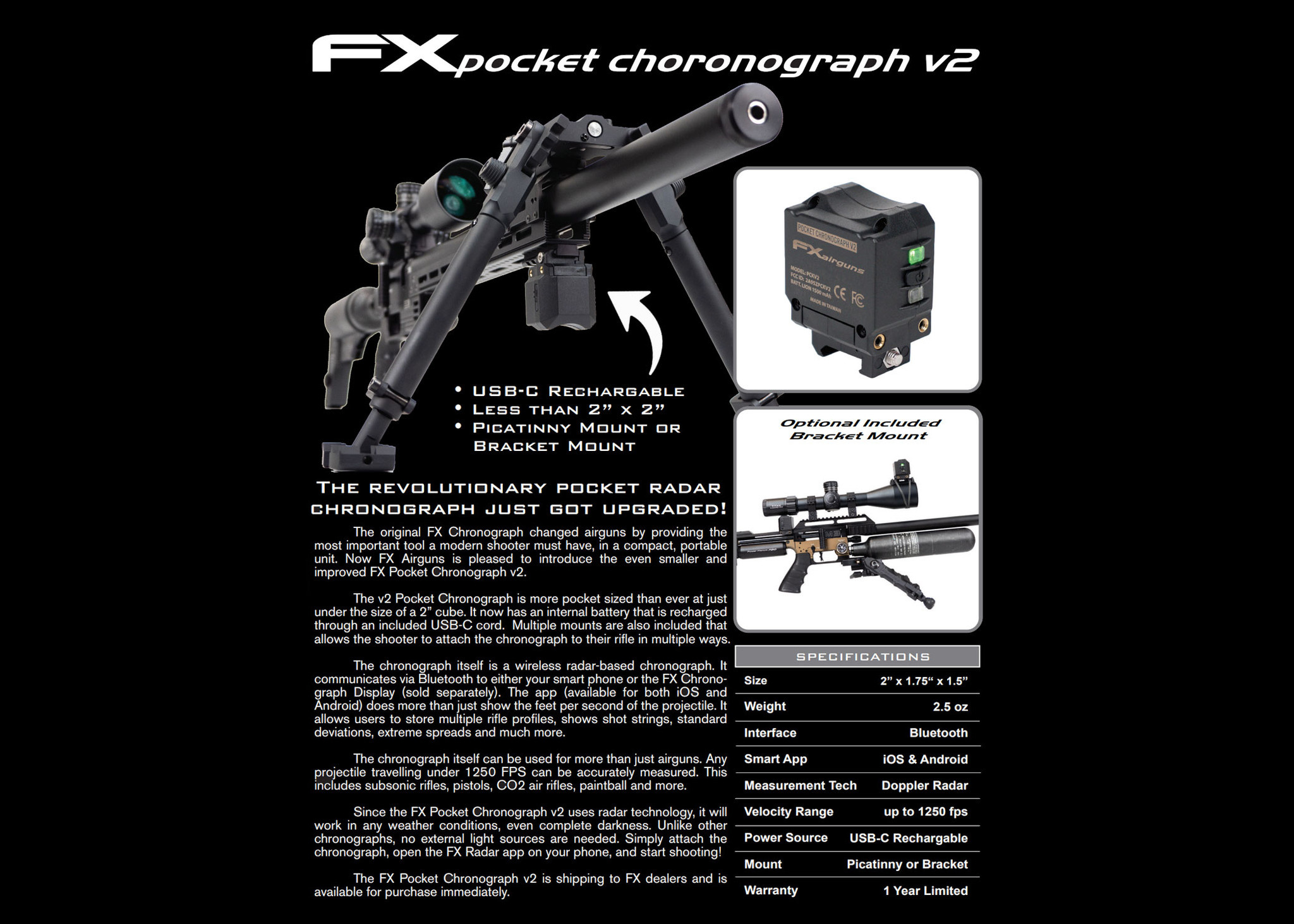 FX AirGuns Cronómetro FX Pocket Chrono V2