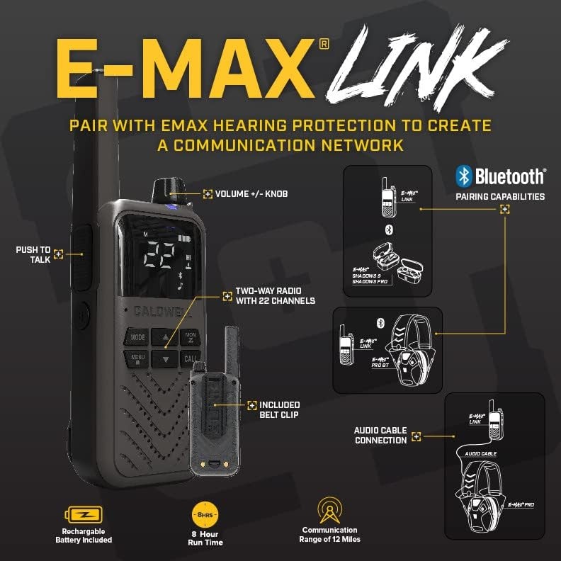 Caldwell E-MAX Link - sistema de intercomunicação eletrônico Bluetooth para E-MAX Pro