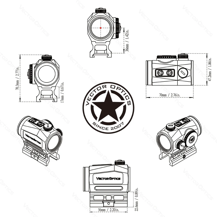 Vector Optics Kolimator kolimatorowy SCRD-46 1x25 GenII
