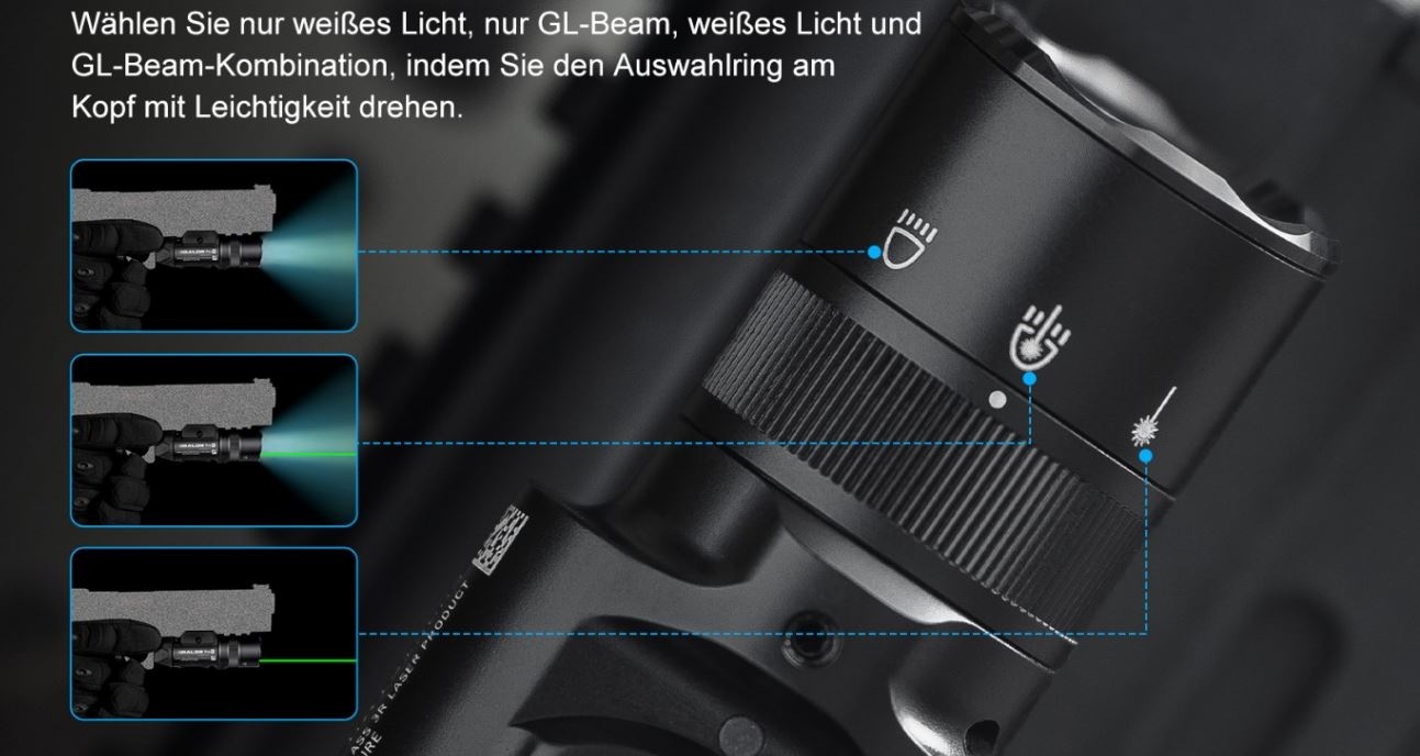 OLight Baldr Pro R 1.350 lúmenes y láser verde