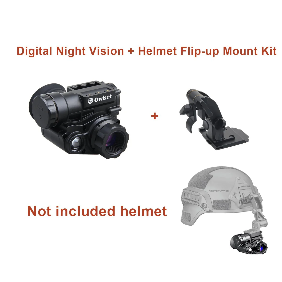 Vector Optics Dispositivo de visão noturna Owlset 1x18 HD para montagem em capacete NVG
