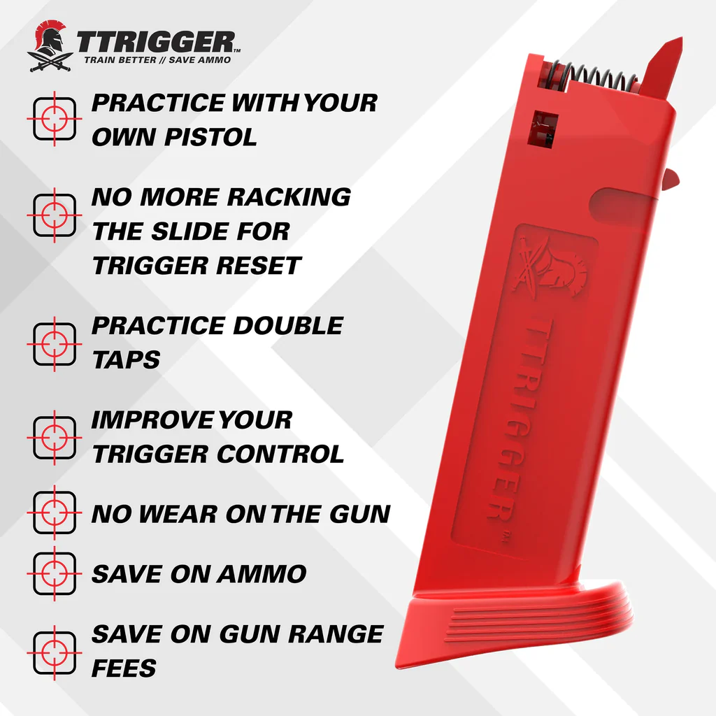 TTRIGGER Chargeur d'entraînement Dry Fire Classic pour Glock Doublestack calibre 9/40/357/.45 GAP