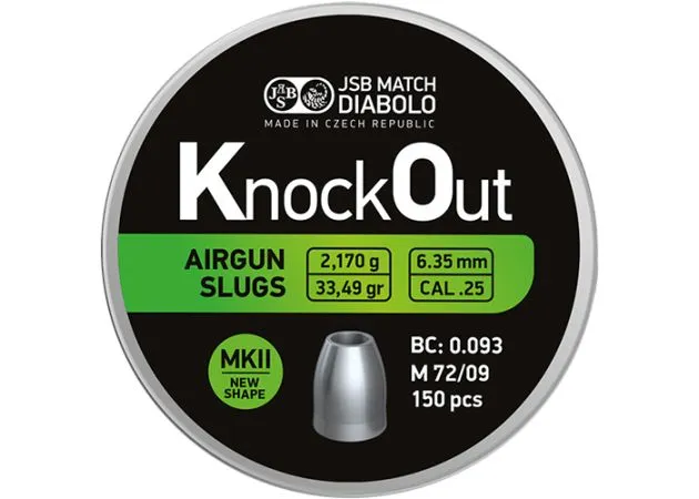 JSB KnockOut Slugs .250 MK2 6.35 mm 2.170 Gramm - 5 x 150 Stück