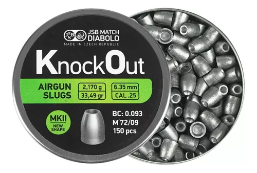 JSB KnockOut Slugs .250 MK2 6.35 mm 2.170 Gramm - 5 x 150 Stück