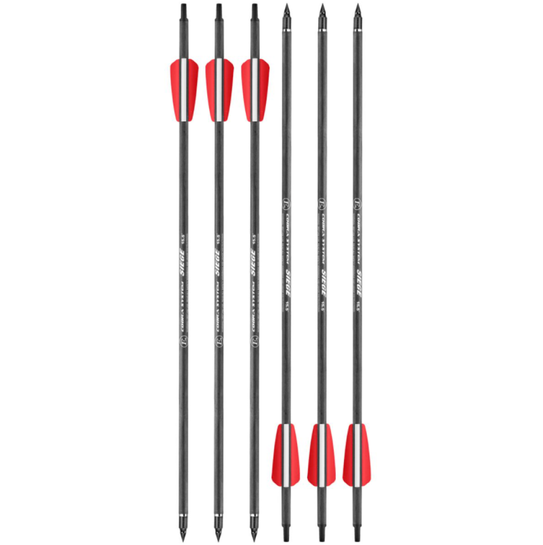 EK-Archery 15.5" Carbon Bolts for Cobra Siege Crossbow - 6 pieces